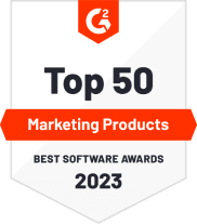 Badge G2 &quot;Top 50 Prodotti di marketing&quot;