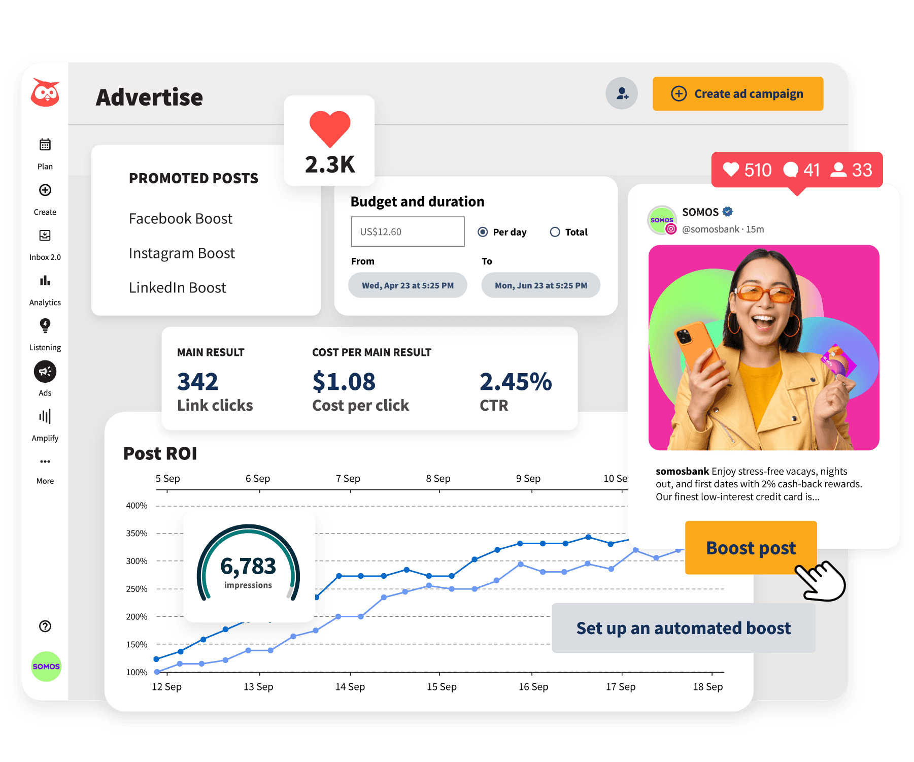 Hoot suite advertising dashboard