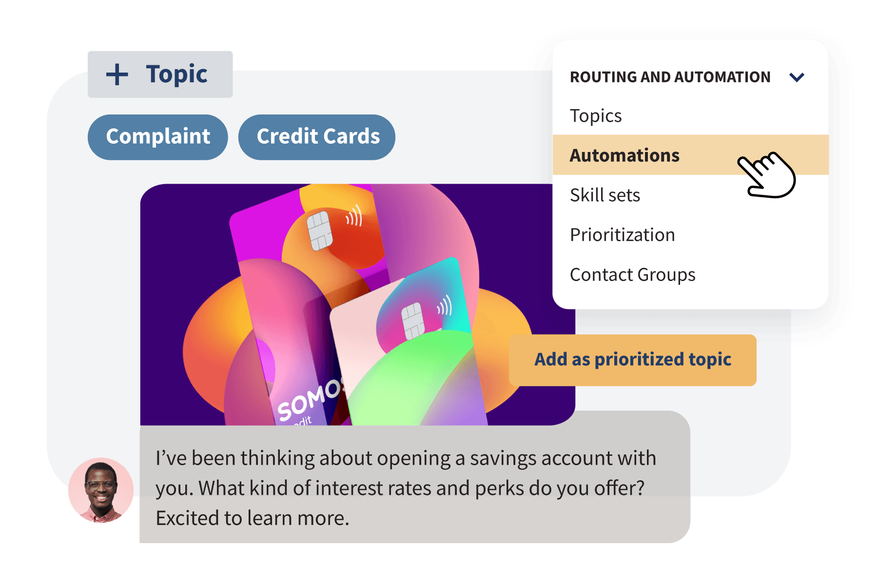 Hoot suite inbox window showing routing and automation with topics