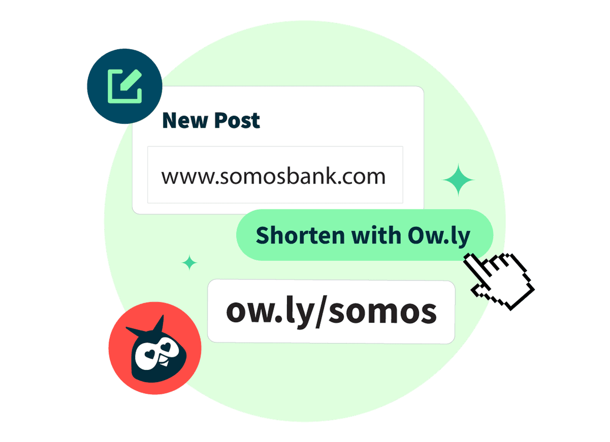 O url &quot;www.somosbank.com&quot; abreviado como &quot;ow.ly/somos&quot;