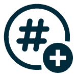 Hashtag icon with plus sign