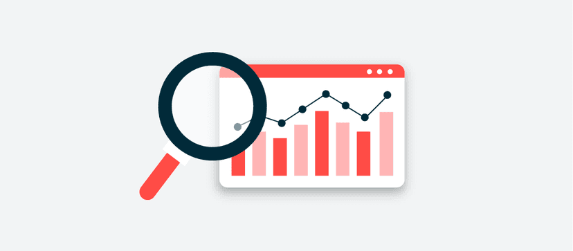 graph icon with magnifying glass