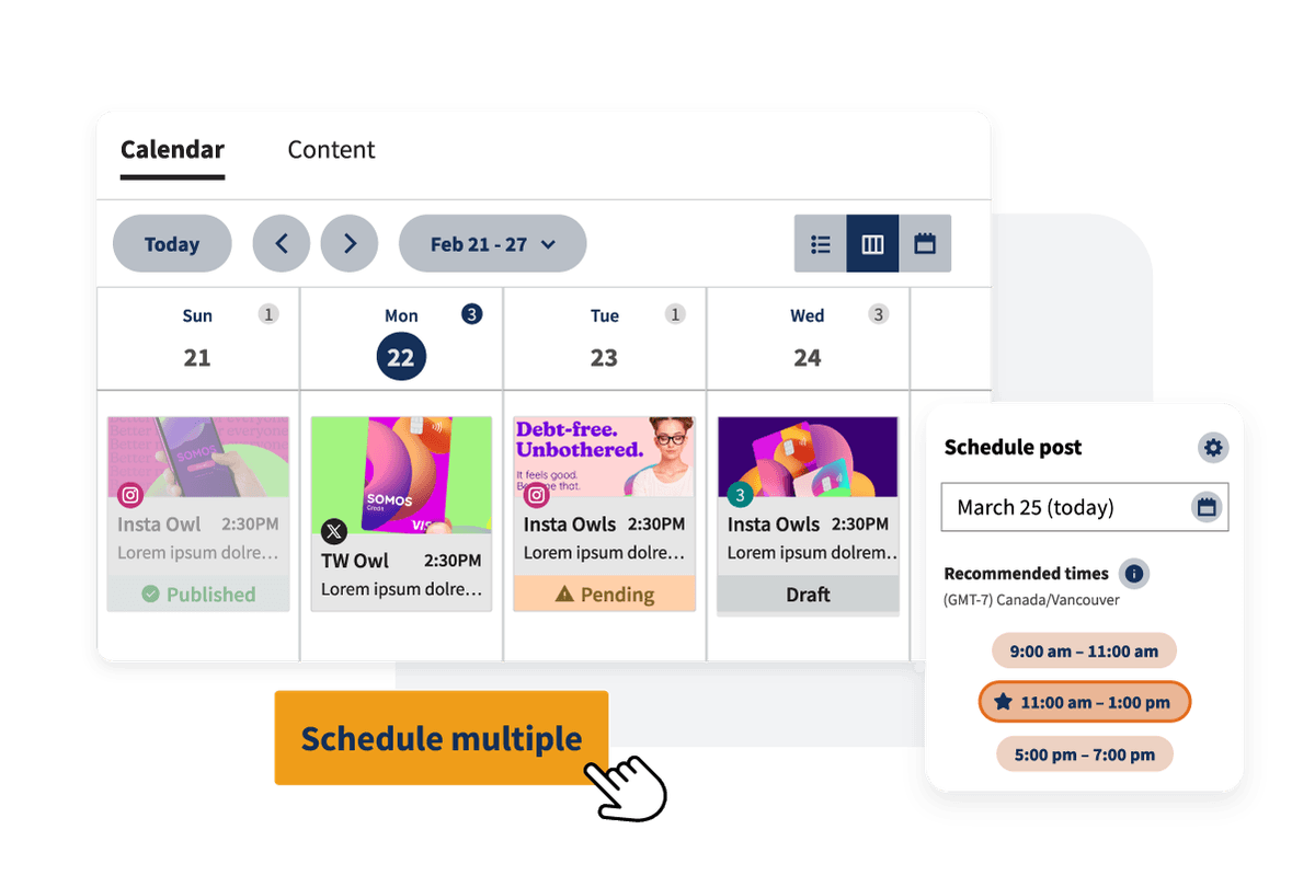 Sample of calendar too/post scheduling tool.