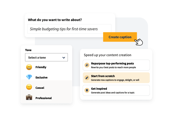 OwlyWriter dashboard with caption generator