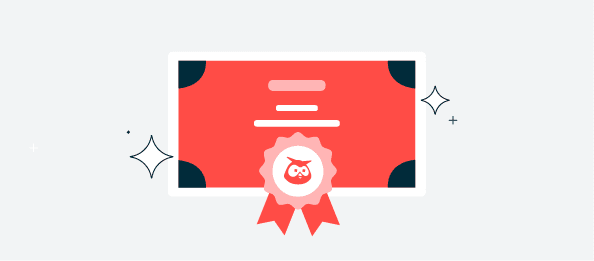 Certification icon with badge and Owly